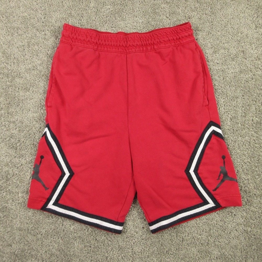 Air‎ Jordan Shorts Mens Medium Red Jump Man Sweat Basketball Fleece Comfort 9"